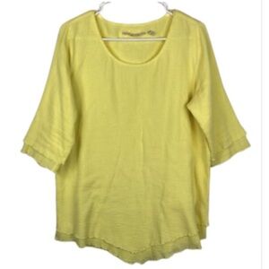 Soft Surroundings Siesta Key Tunic Top Size Medium Yellow Gauze Cotton